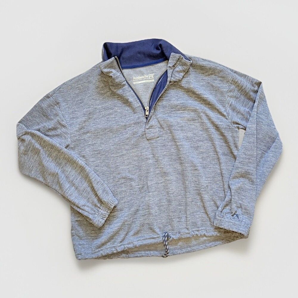 Avalanche womens Navy 1/4 Zip Brushed Knit Cropped Sweatshirt Top size Medium